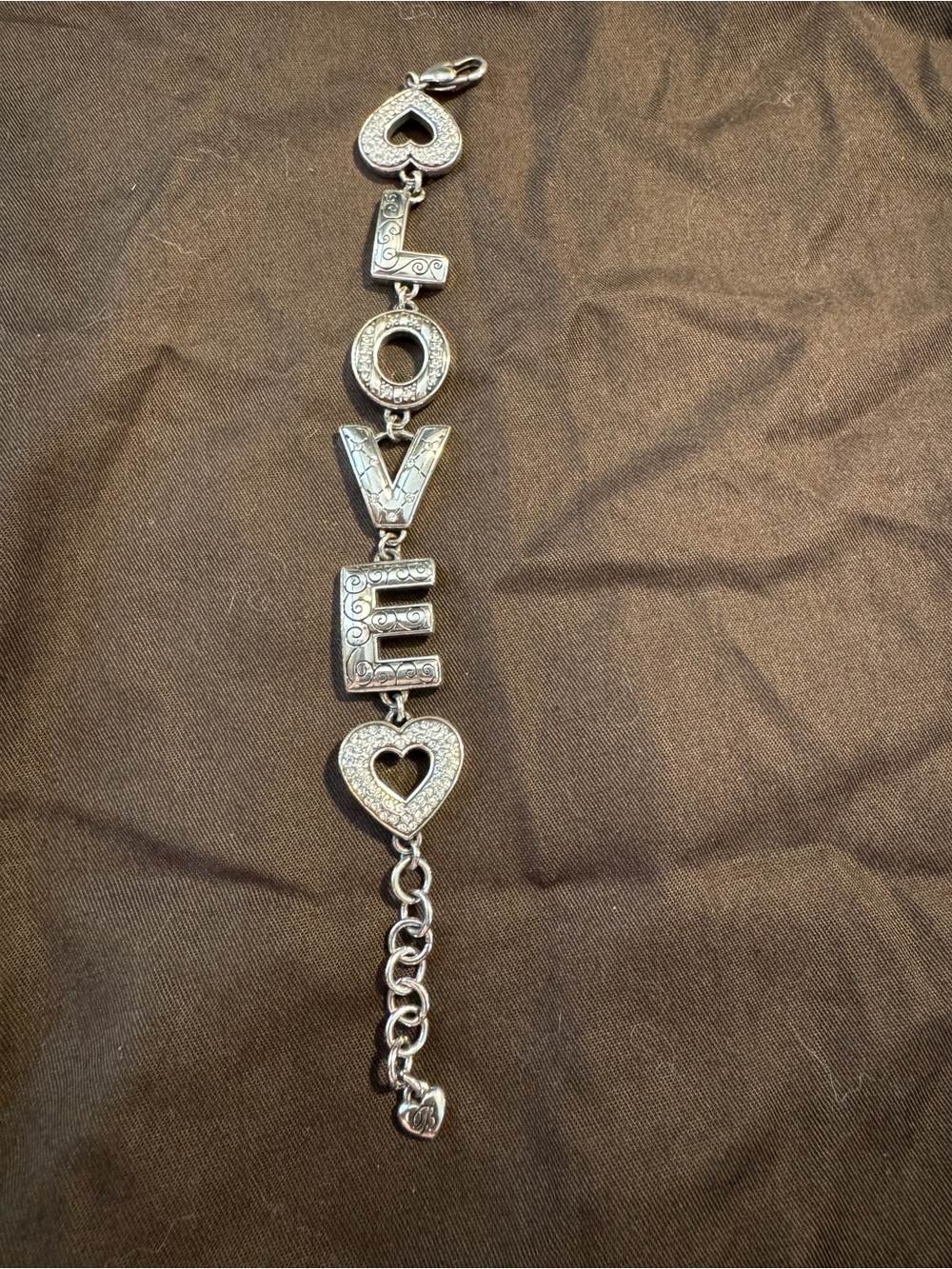 Brighton Silver-Tone LOVE Heart Link Bracelet